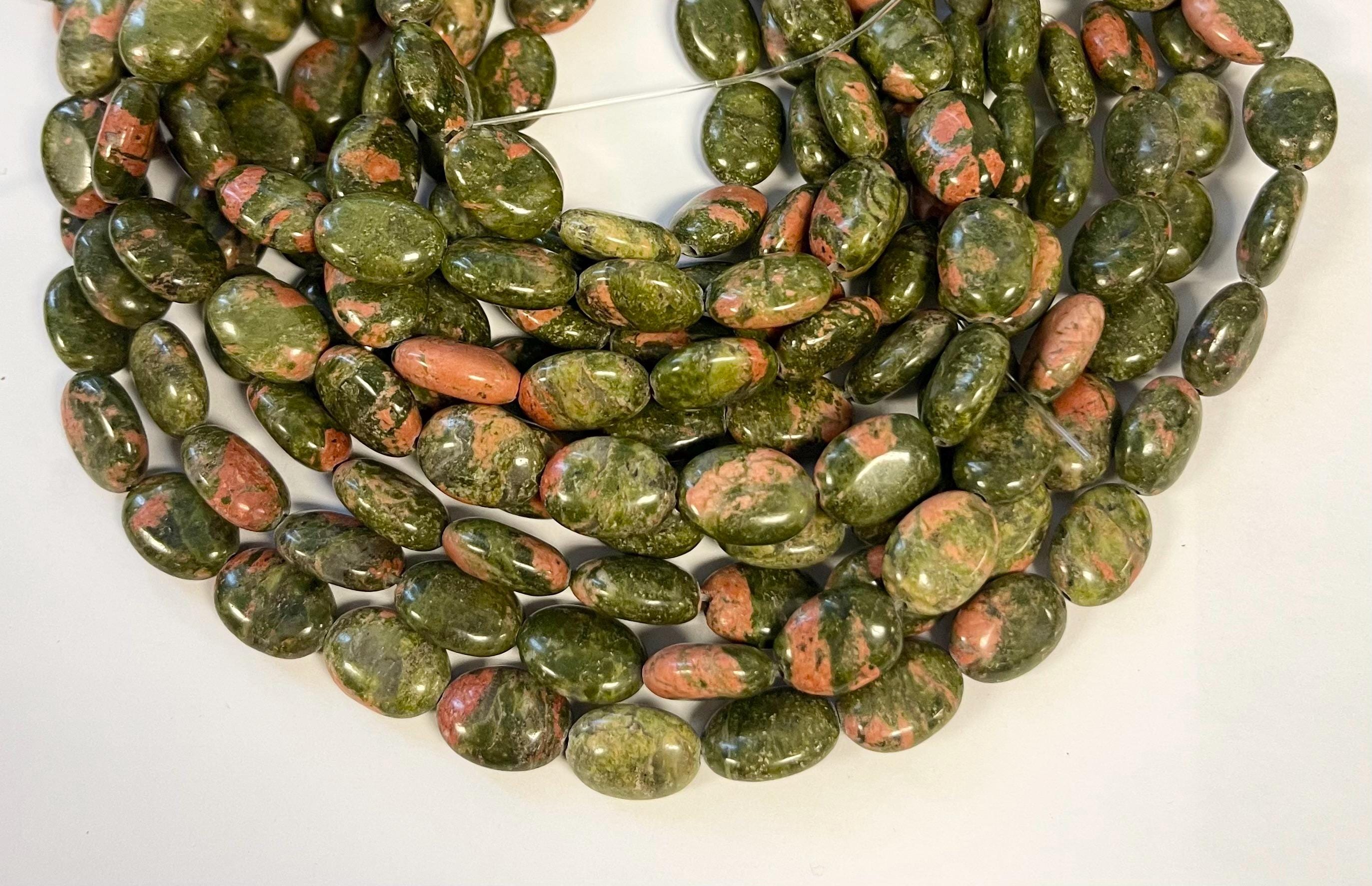 Natural Unakite 14x10mm Oval Gemstone Beads--15.5 Inch Strand