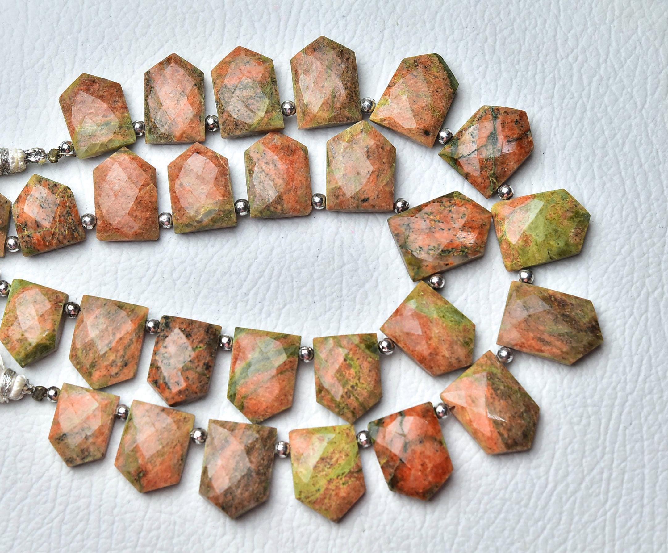 Natural Unakite Beads 11x15mm To 13x18mm Faceted Fancy Shape Briolettes Gemstone Beads Superb Unakite Briolettes - 8.5 Inch Strand No4808 Natural Unakite Beads 11x15mm To 13x18mm Faceted Fancy Shape Briolettes Gemstone Beads Superb Unakite Briolettes - 8.5 Inch Strand No4808