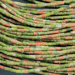 Natural Unakite beads tube tubular beads 15.5" 2x4mm Natural Unakite beads tube tubular beads 15.5" 2x4mm