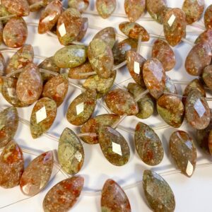 Natural Chinese Unakite flat teardrop 22x12x6mm gemstone beads--7.5 inch strand Natural Chinese Unakite flat teardrop 22x12x6mm gemstone beads--7.5 inch strand