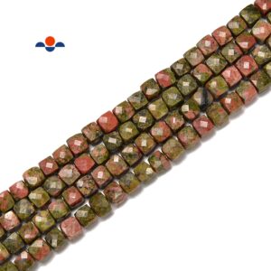 Natural Unakite Faceted Cube Beads Size 4-5mm 15.5'' Strand Natural Unakite Faceted Cube Beads Size 4-5mm 15.5'' Strand