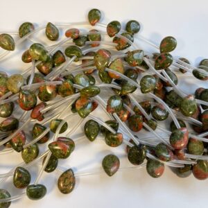 Natural Unakite flat teardrop 14x10x5mm gemstone beads--15.5 inch strand Natural Unakite flat teardrop 14x10x5mm gemstone beads--15.5 inch strand