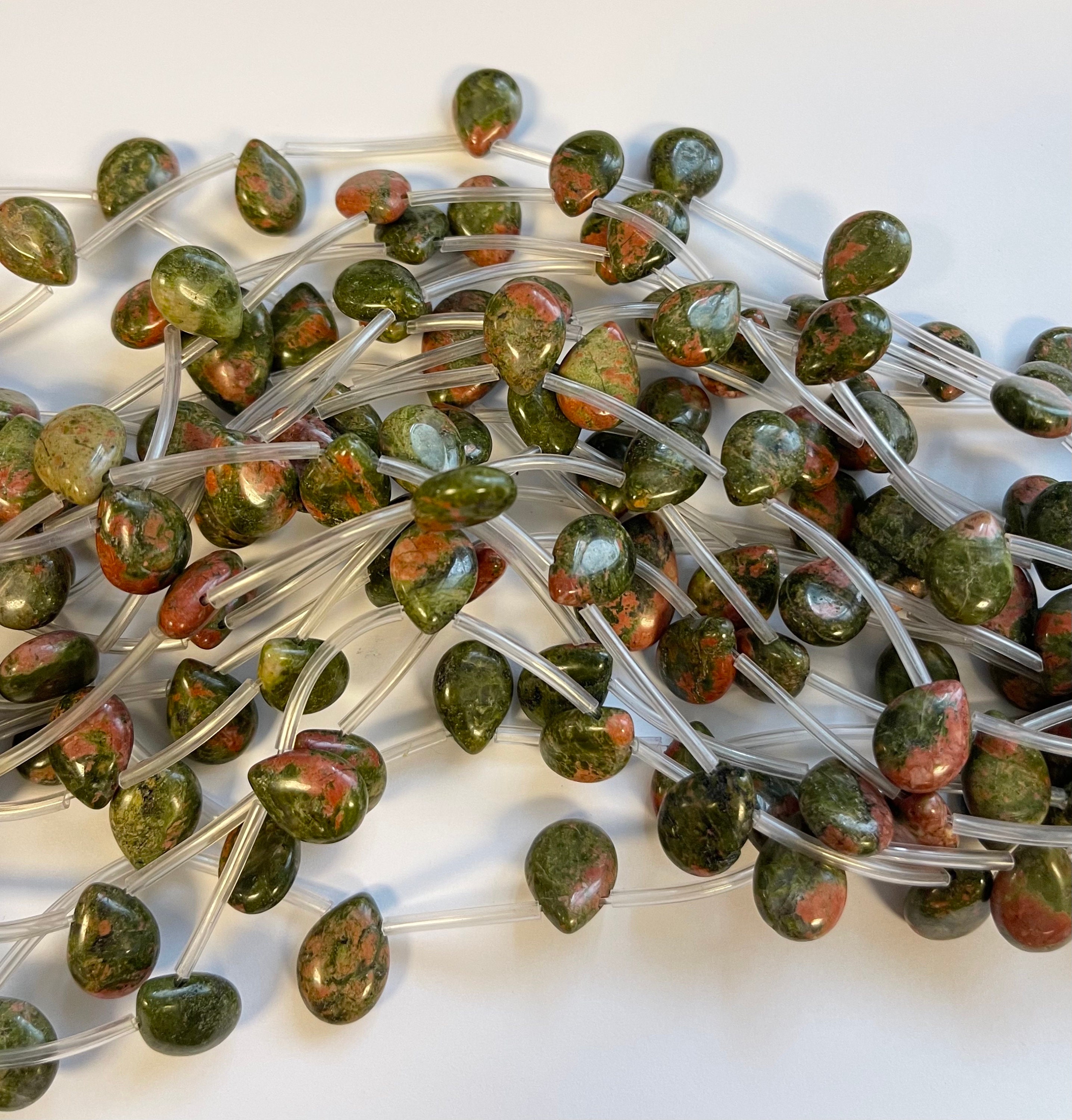 Natural Unakite Flat Teardrop 14x10x5mm Gemstone Beads--15.5 Inch Strand Natural Unakite Flat Teardrop 14x10x5mm Gemstone Beads--15.5 Inch Strand