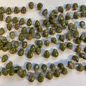 Natural Unakite flat teardrop 9x6x5mm gemstone beads--15.5 inch strand Natural Unakite flat teardrop 9x6x5mm gemstone beads--15.5 inch strand