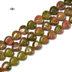 Natural Unakite Heart Shape Beads Size 8mm 10mm 12mm 15.5'' Strand Natural Unakite Heart Shape Beads Size 8mm 10mm 12mm 15.5'' Strand