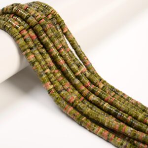 Natural Unakite Heishi Disc Beads Size 1.5x4mm 1.5x6mm 15" Strand Natural Unakite Heishi Disc Beads Size 1.5x4mm 1.5x6mm 15" Strand