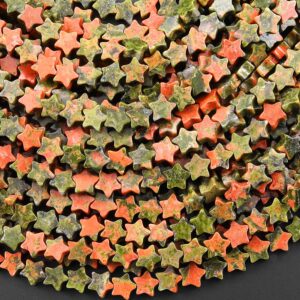 Natural Unakite Star Beads 6mm Carved Gemstone 15.5" Strand Natural Unakite Star Beads 6mm Carved Gemstone 15.5" Strand