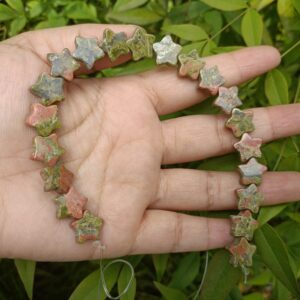 Unakite Star Cut Beads 12MM Unakite Star Cut Beads 12MM