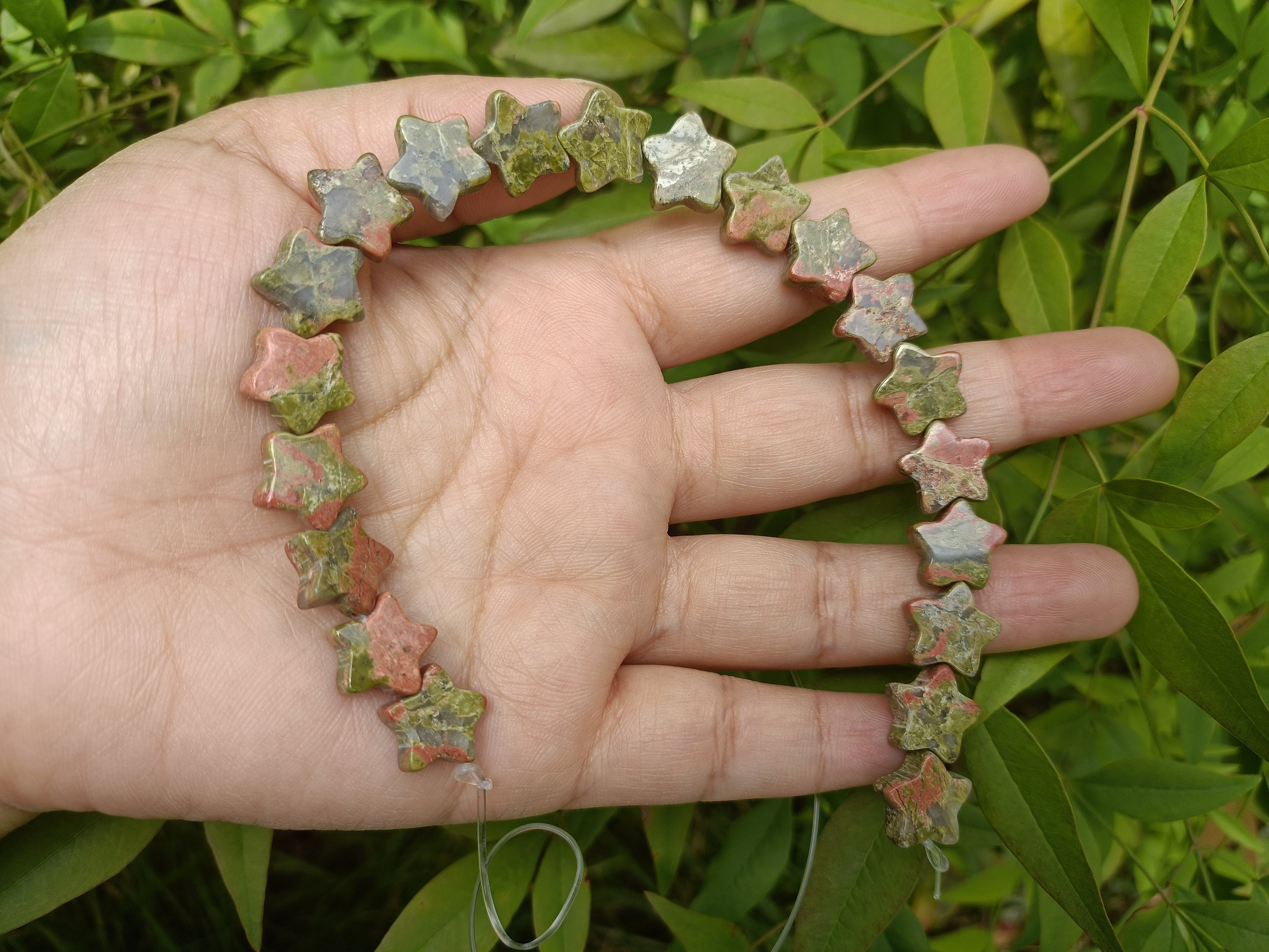 Unakite Star Cut Beads 12mm Unakite Star Cut Beads 12mm