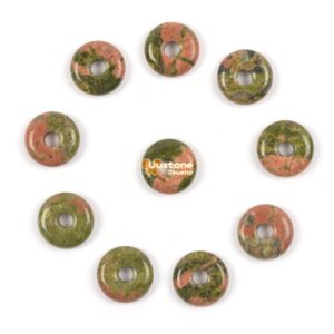 15mm Unakite donut focal pendant bead jewelry making DIY
