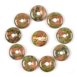 20mm Unakite donut focal pendant bead jewelry making