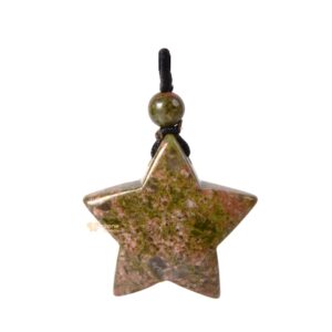 30mm Carved Unakite Gemstone Crystal Healing Star Stone Pendant