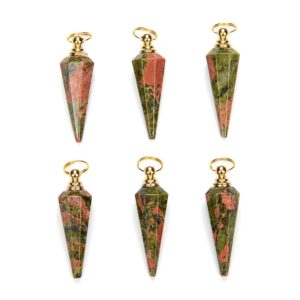 50x15mm Natural Unakite Gemstone Perfume Bottle Pendant Hexagon Healing Point, Essential Oil Bottle Beads 1 Bead (80017267-p73)