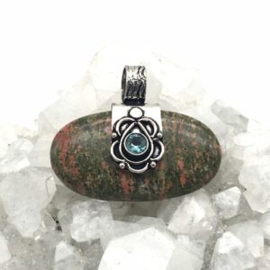 Unakite And Blue Crystal Pendant