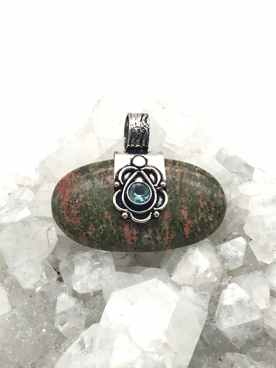 Unakite And Blue Crystal Pendant Unakite And Blue Crystal Pendant