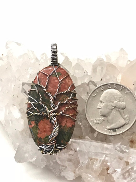 Beautiful Unakite Tree Of Life Pendant
