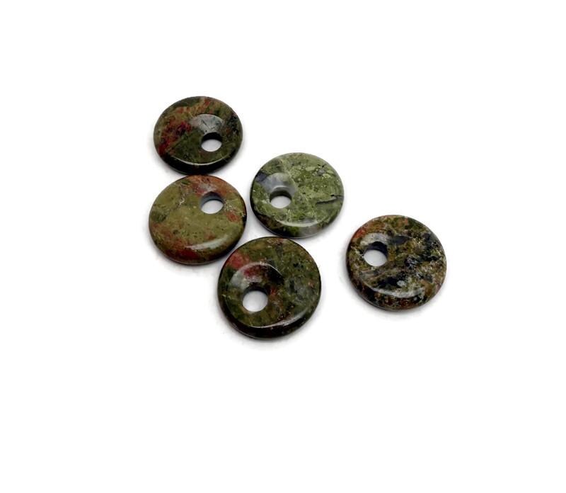 Unakite Crystal Donut Pendant - Pi Stone Necklace Charm - 20mm - Do1079 Unakite Crystal Donut Pendant - Pi Stone Necklace Charm - 20mm - Do1079