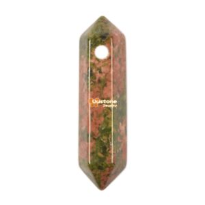 Unakite crystal healing hexagonal point pendant focal bead