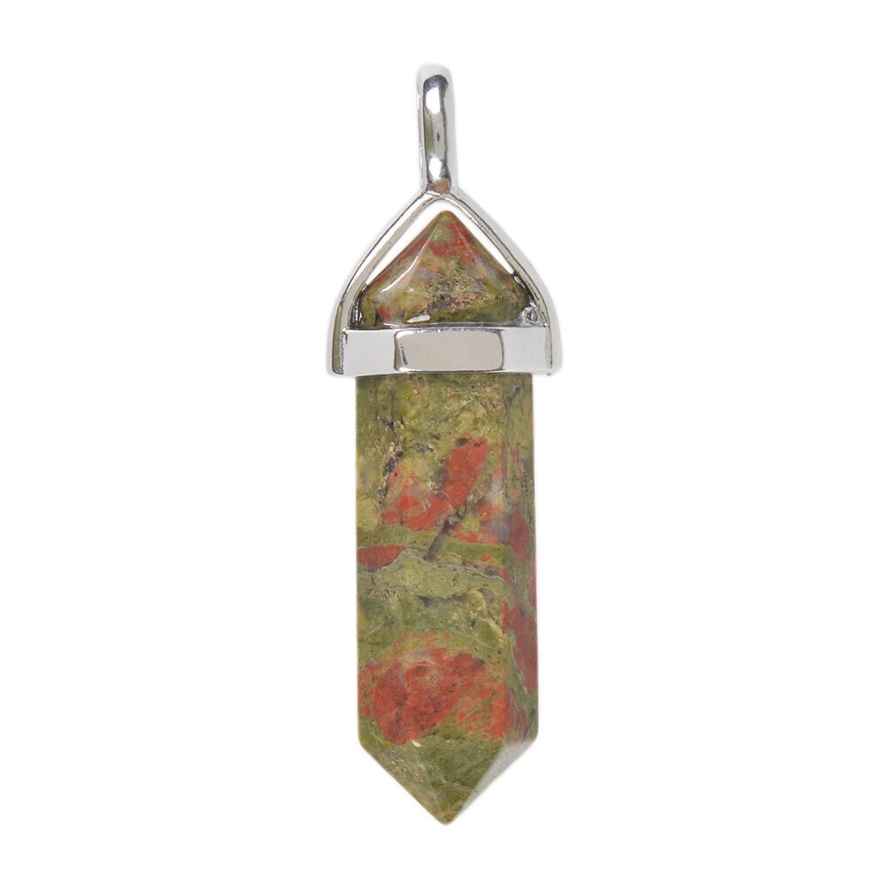 Unakite Crystal Healing Hexagonal Point Pendant Focal Bead