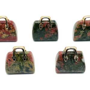 Unakite Crystal Purse Carving - Crystal Handbag Pendant - Gemstone Purse - PU1014