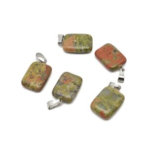 Unakite Crystal Rectangle Shape Pendants - Wholesale Gemstones - Stone Healing Crystal Rectangle Necklace - Natural Stones - NC1608