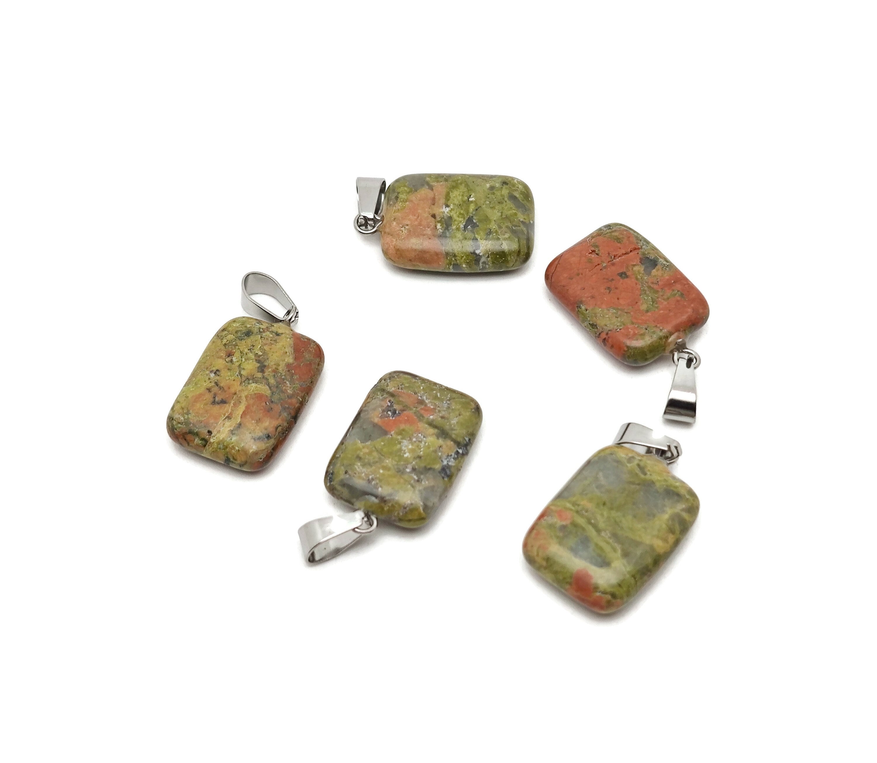 Unakite Crystal Rectangle Shape Pendants - Wholesale Gemstones - Stone Healing Crystal Rectangle Necklace - Natural Stones - Nc1608