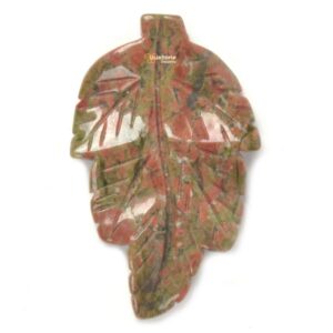 g2568.46 40mm Natural Unakite carved leaf retro pendant bead Jewellery Making