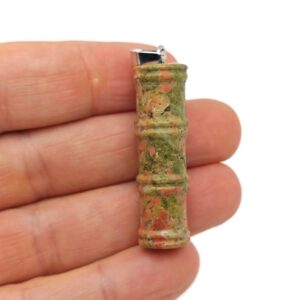 Unakite Gemstone Bamboo Shape Pendants - Protect Crystal Necklace - Bamboo Crystal Jewelry - Healing Stones - Gift For Her - NC1507
