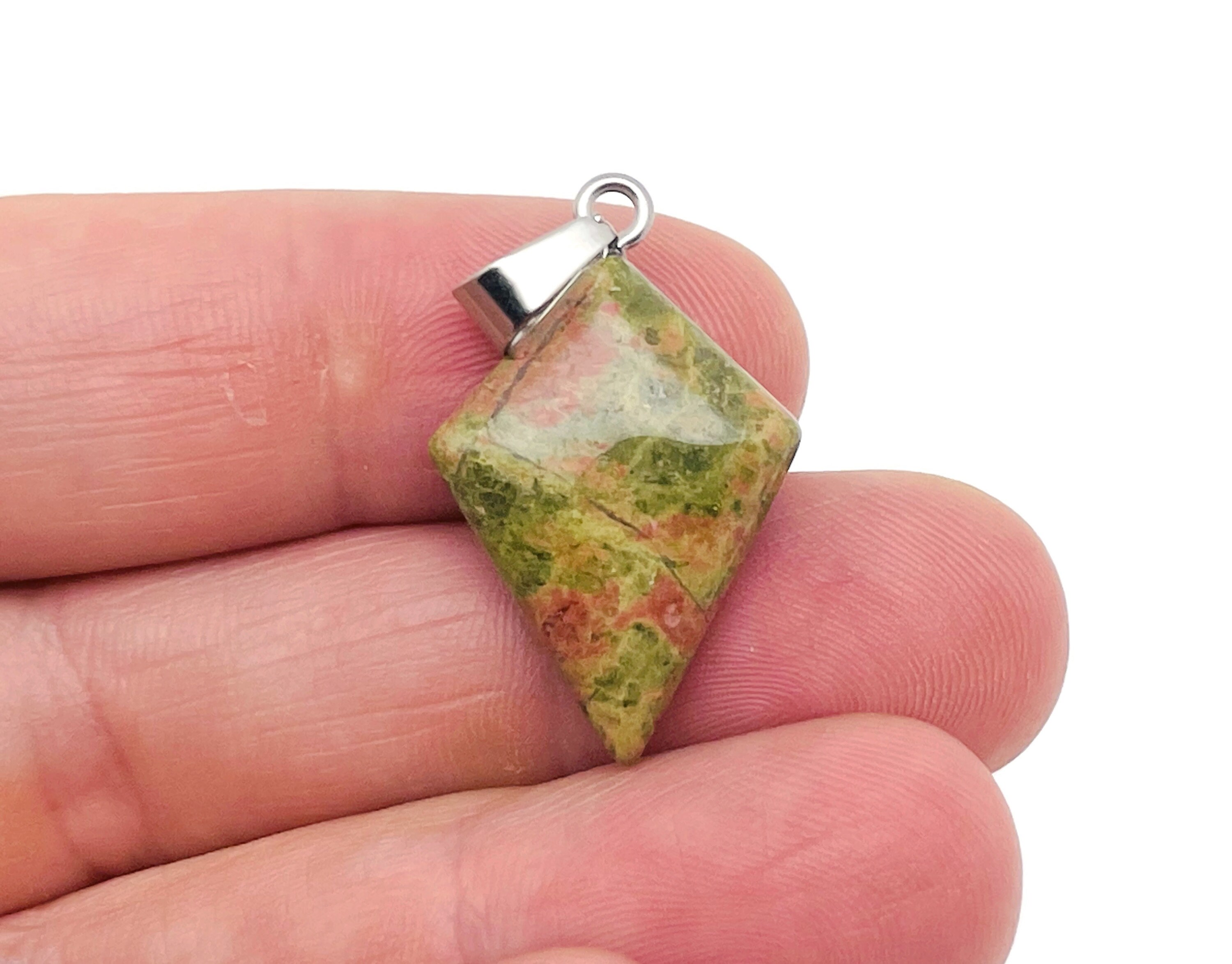 Unakite Gemstone For Pendant - Triangle Geometric Gemstone Pendant - Natural Gemstone Jewelry - For Women Lucky Pendant - Nc1348