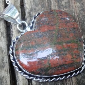 Handmade Sterling Silver Unakite Heart Pendant Necklace