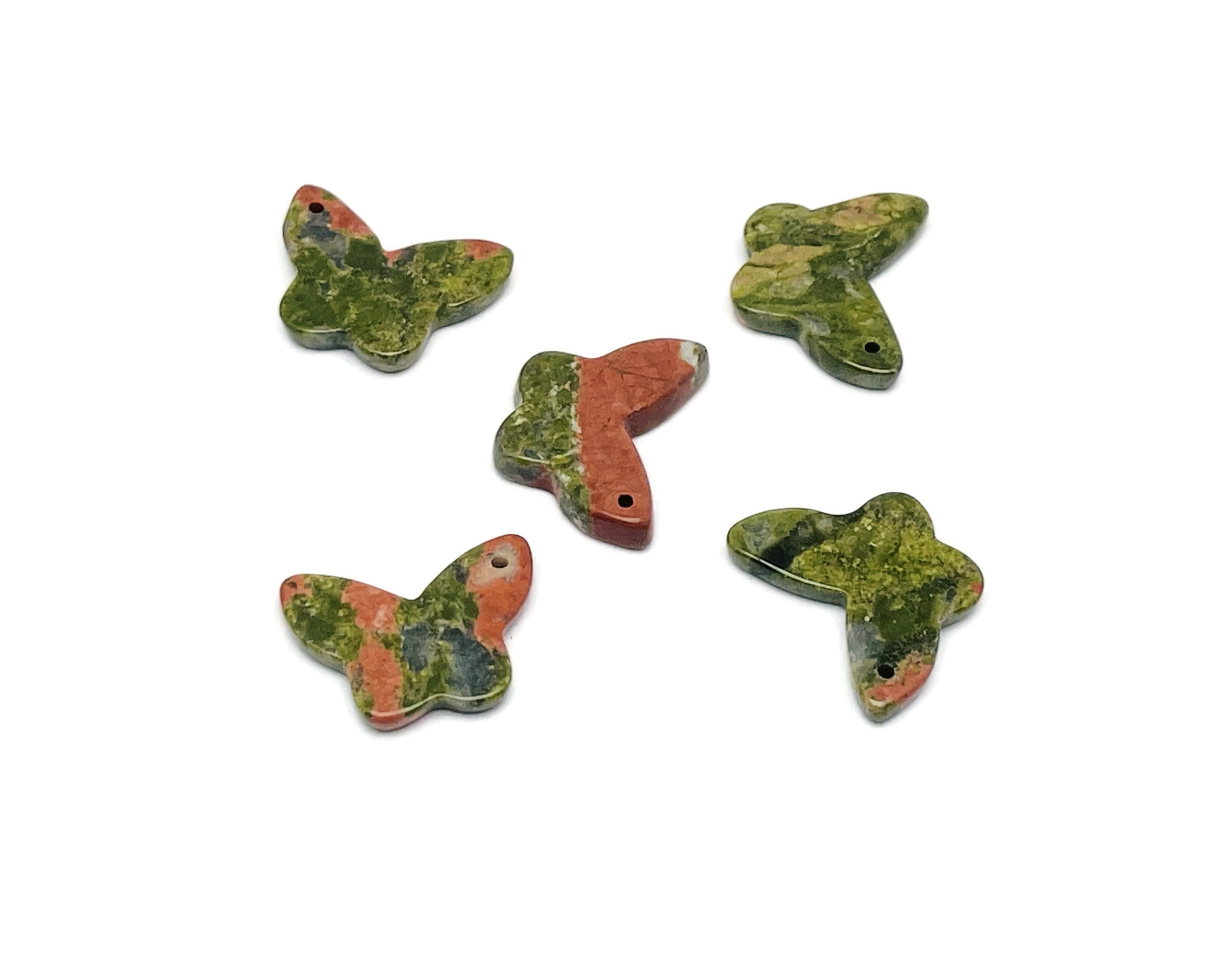 Unakite Mini Butterfly Gemstone Pendant - Hole Crystal Jewelry - Crystal Carved Butterfly - Crystal Necklace Healing - Nc1420