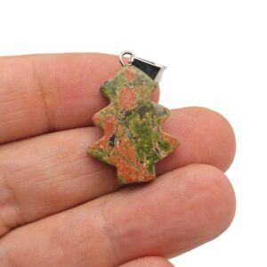 Unakite Pine Tree Gemstone Pendants - Crystals Pendant Healing - Mini Crystal Pendant - Gifts - NC1637