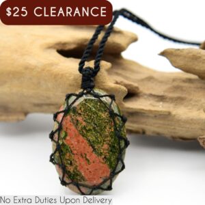 Pink & Green Unakite Necklace For Women, Bohemian Gemstone Jewelry, Natural Stone Pendant, Pregnancy Gift For Wife