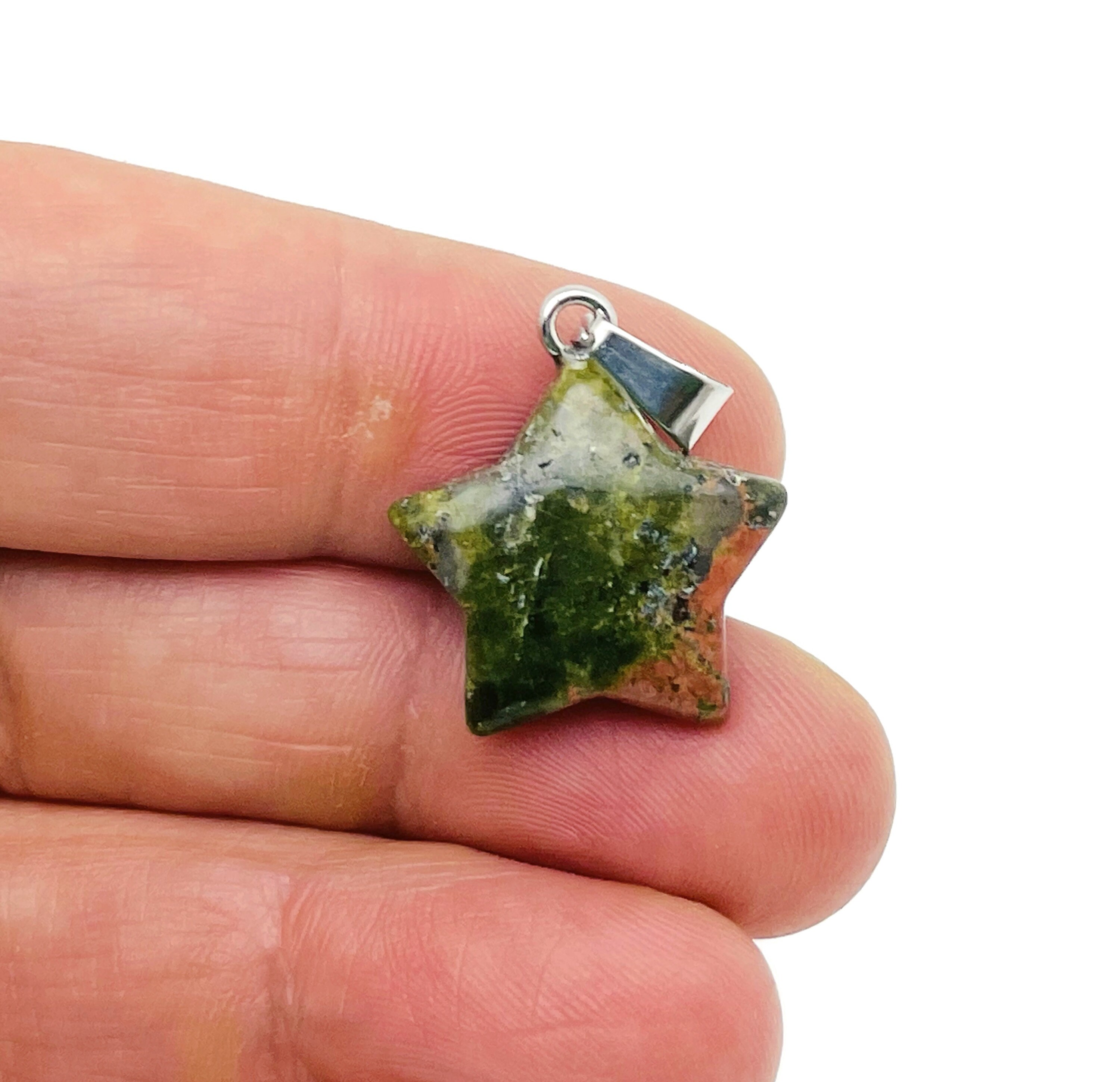 Unakite Star Pendant - Crystal Pendant – Natural Necklaces - Heling Gemstone - Jewelry Making Supplies - Snc1002