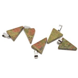 Unakite Triangle Shape Pendants - Gemstone Triangle Necklace - Pendant Jewelry Making - Bulk Wholesale - NC1623