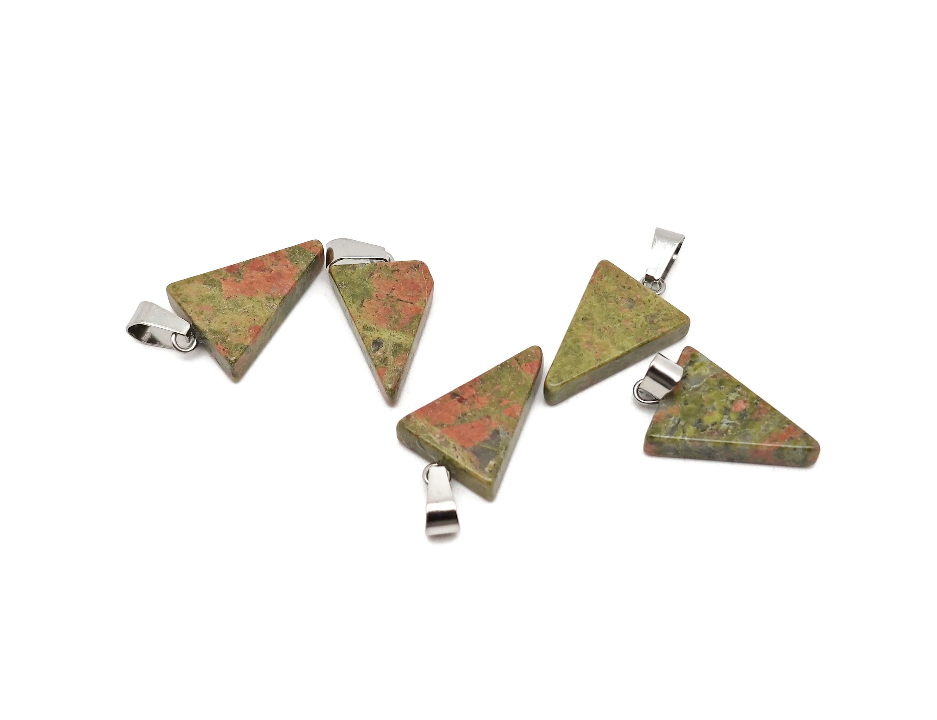 Unakite Triangle Shape Pendants - Gemstone Triangle Necklace - Pendant Jewelry Making - Bulk Wholesale - Nc1623