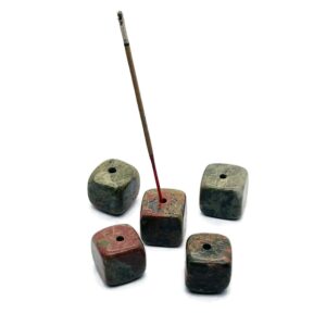 Unakite Crystal Incense Holder - Crystal Stone Incense Stick Holder - Polished Cube Incense Holder - Healing Stone - In1014 Unakite Crystal Incense Holder - Crystal Stone Incense Stick Holder - Polished Cube Incense Holder - Healing Stone - In1014