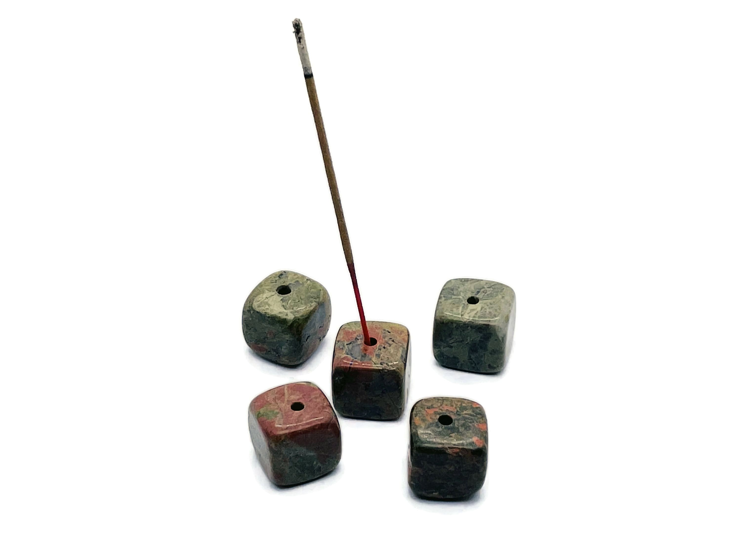 Unakite Crystal Incense Holder - Crystal Stone Incense Stick Holder - Polished Cube Incense Holder - Healing Stone - In1014 Unakite Crystal Incense Holder - Crystal Stone Incense Stick Holder - Polished Cube Incense Holder - Healing Stone - In1014