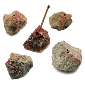 Unakite Crystal Incense Holder -Rough Crystal Stone Incense Stick Holder -Raw Stone Incense Holder - Healing Stone - RS1023