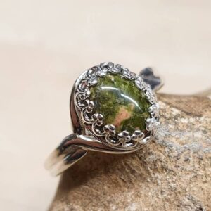 Unakite Ring. 925 Sterling Silver. Scorpio Jewelry Uk. Reiki Jewelry. 10x8mm Stone. Adjustable Ring