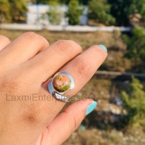 Amazing Unakite Top Quality Gemstone Ring,boho Oval Ring,l Ring,middle Finger Ring,wedding Ring One Of Kind,fashion Item Ring