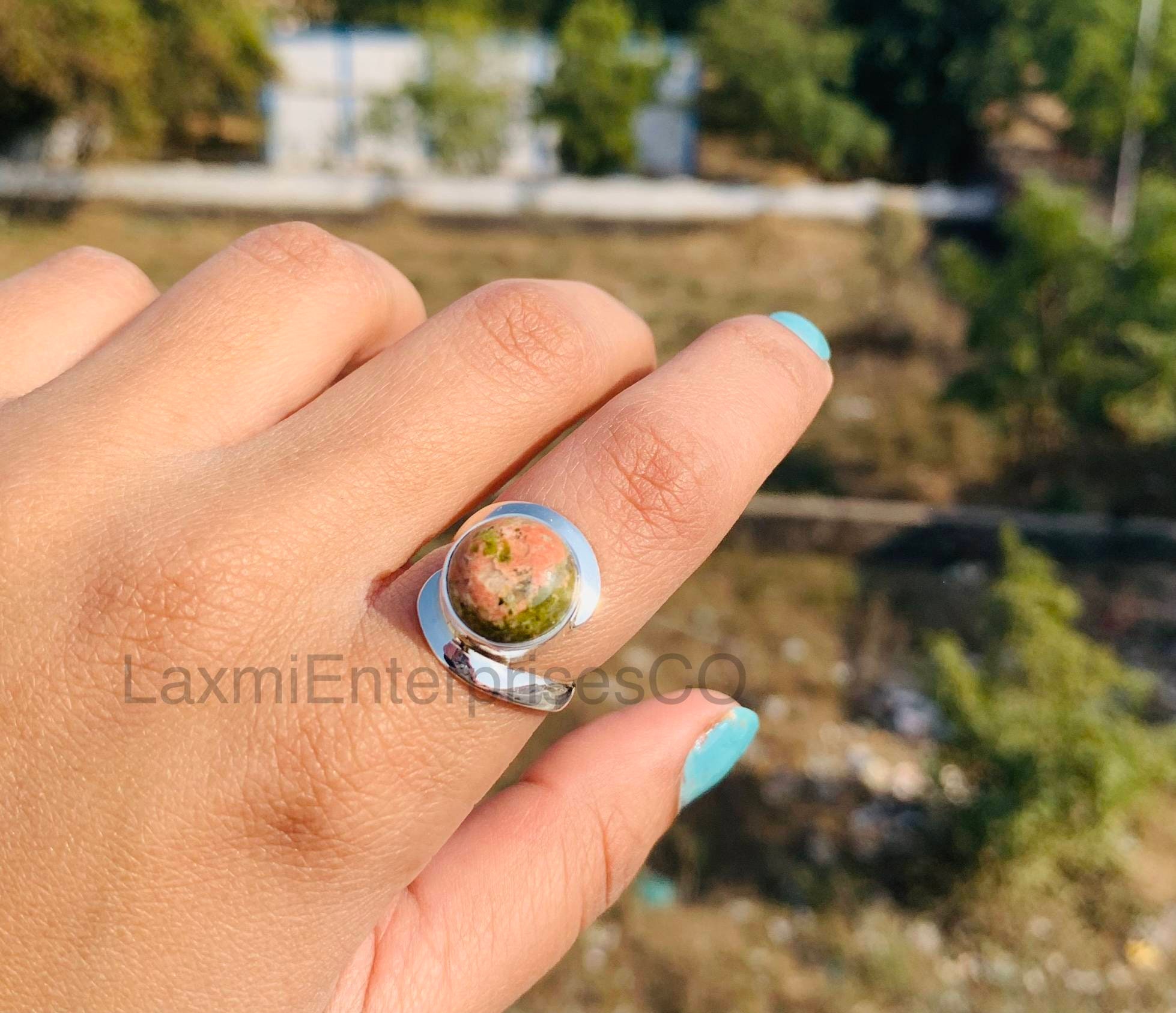 Amazing Unakite Top Quality Gemstone Ring,boho Oval Ring,l Ring,middle Finger Ring,wedding Ring One Of Kind,fashion Item Ring