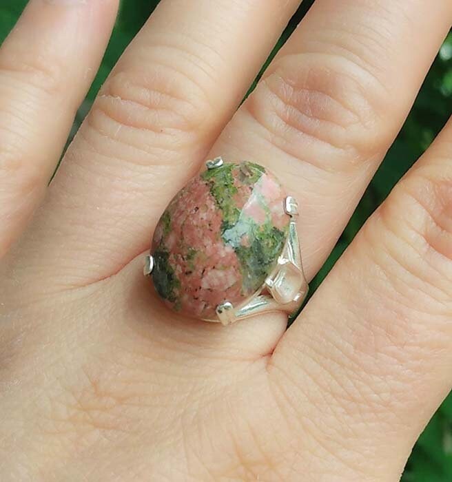 Unakite Ring Ancient Swiss Alps Gem Antique Gemstone Unique Natural Gemstone 19th Century Gem Unakite Cab Medieval Psychics Healing #63715