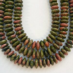 unakite 10x5mm rondelle gemstone beads---15.5''