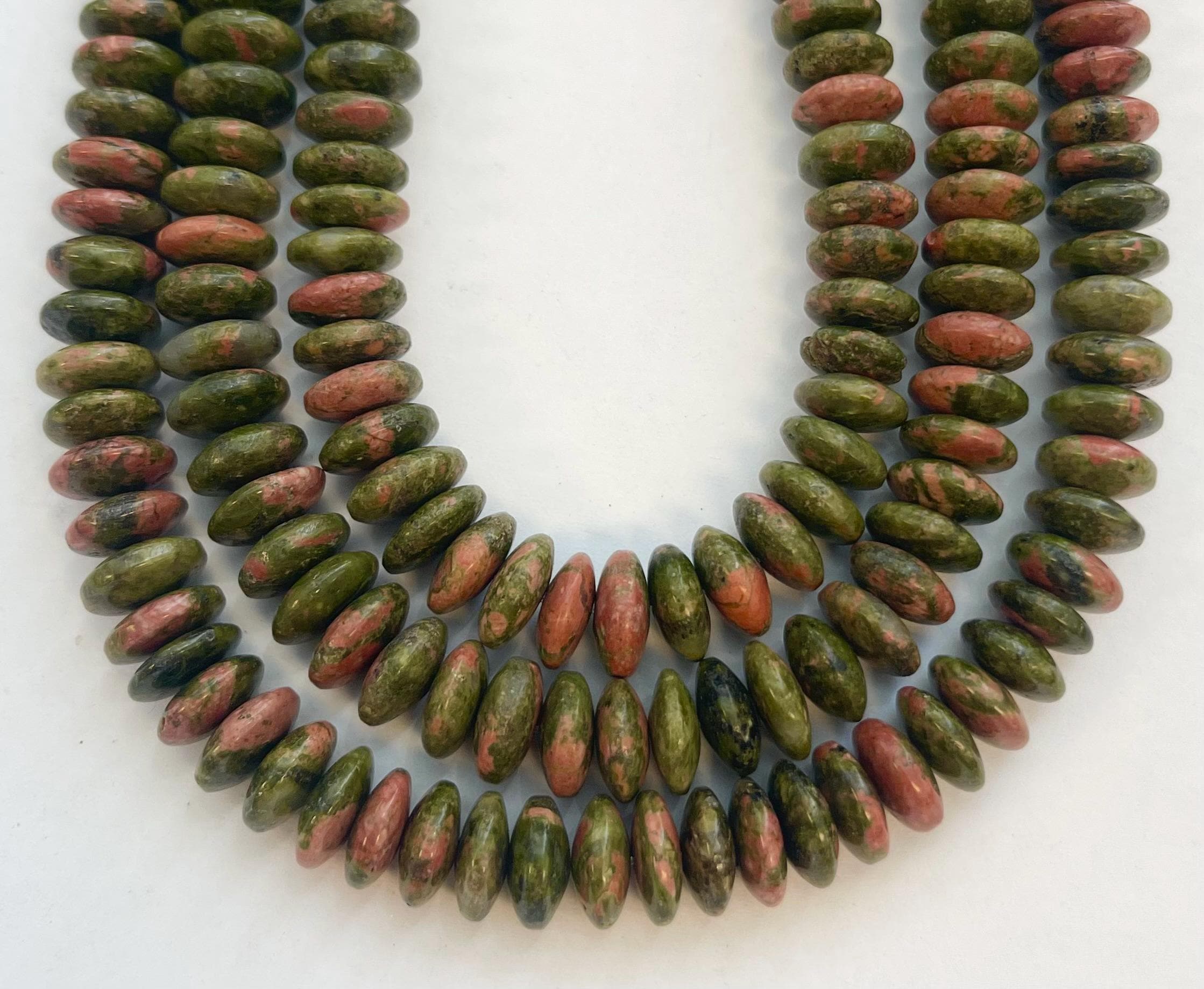 Unakite 10x5mm Rondelle Gemstone Beads---15.5''