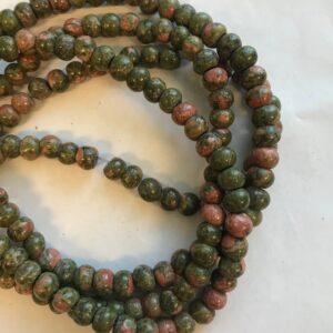unakite 7x6mm rondelle Gemstone Beads - 15 inches strand