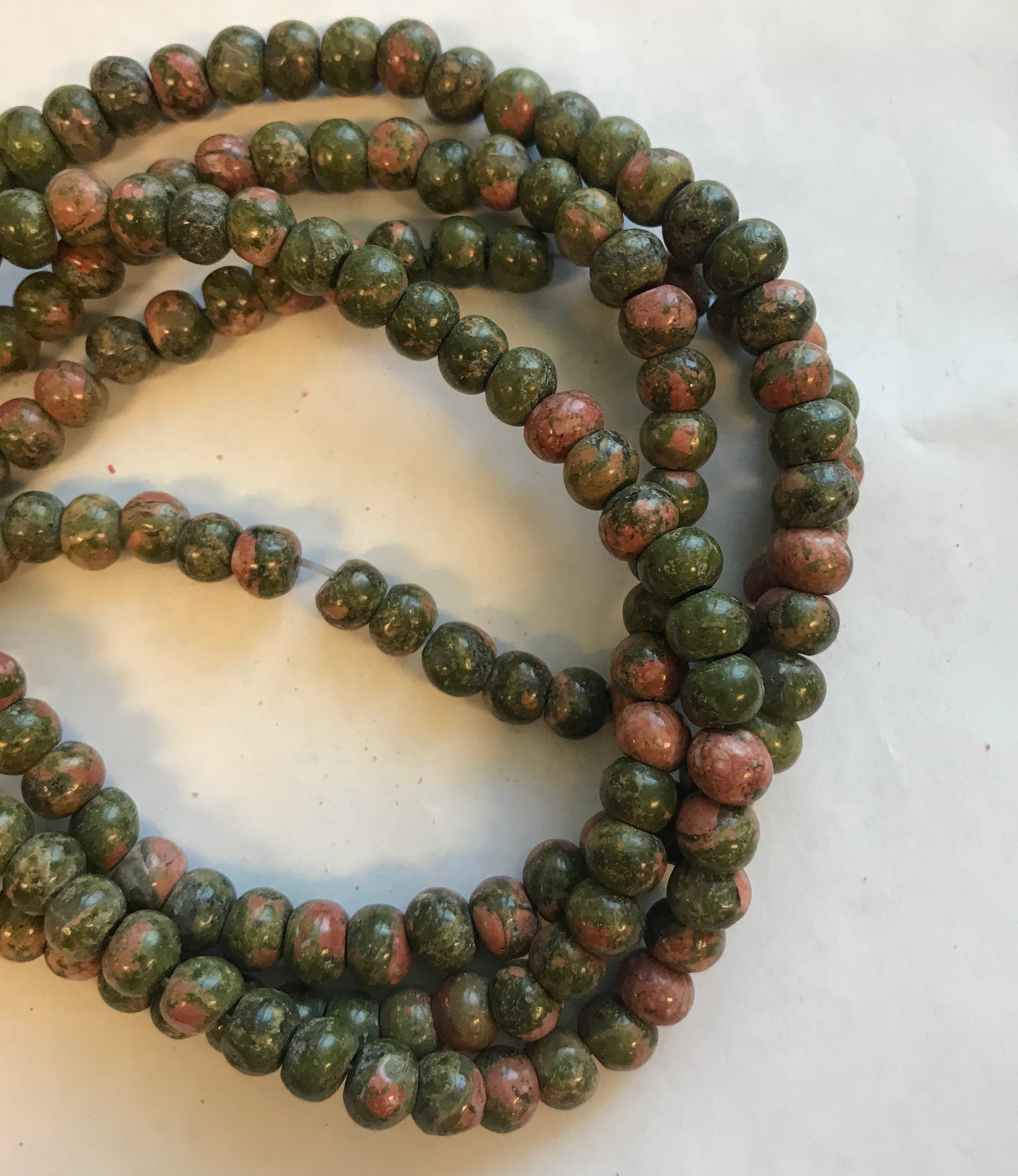 Unakite 7x6mm Rondelle Gemstone Beads - 15 Inches Strand
