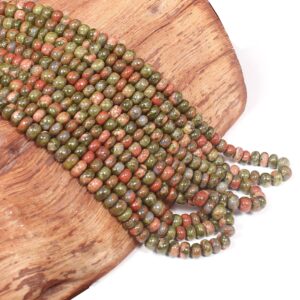 Aaa+ Unakite Smooth Rondelle Beads, Natural Unakite Beads, 15" Strand For Jewelry Making Wholesale Beads, Green Beads, Handmade Beads, Gift