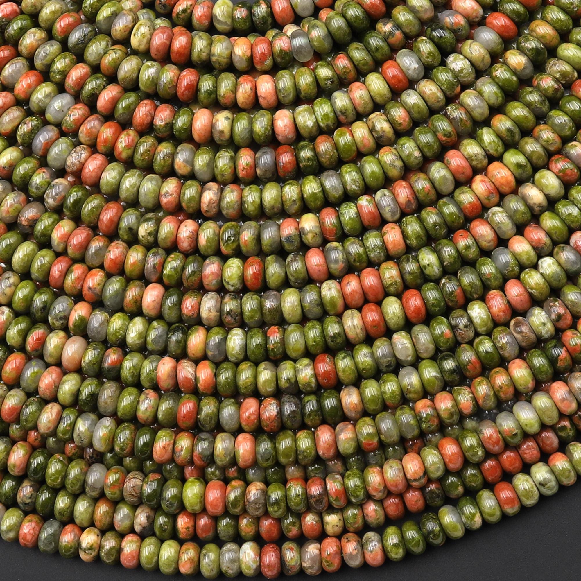 Natural Unakite 4mm Smooth Rondelle Gemstone Beads 15.5" Strand Natural Unakite 4mm Smooth Rondelle Gemstone Beads 15.5" Strand