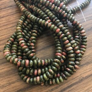 natural unakite 6x3mm 8x4mm rondelle Gemstone Bead -15.5 inch strand
